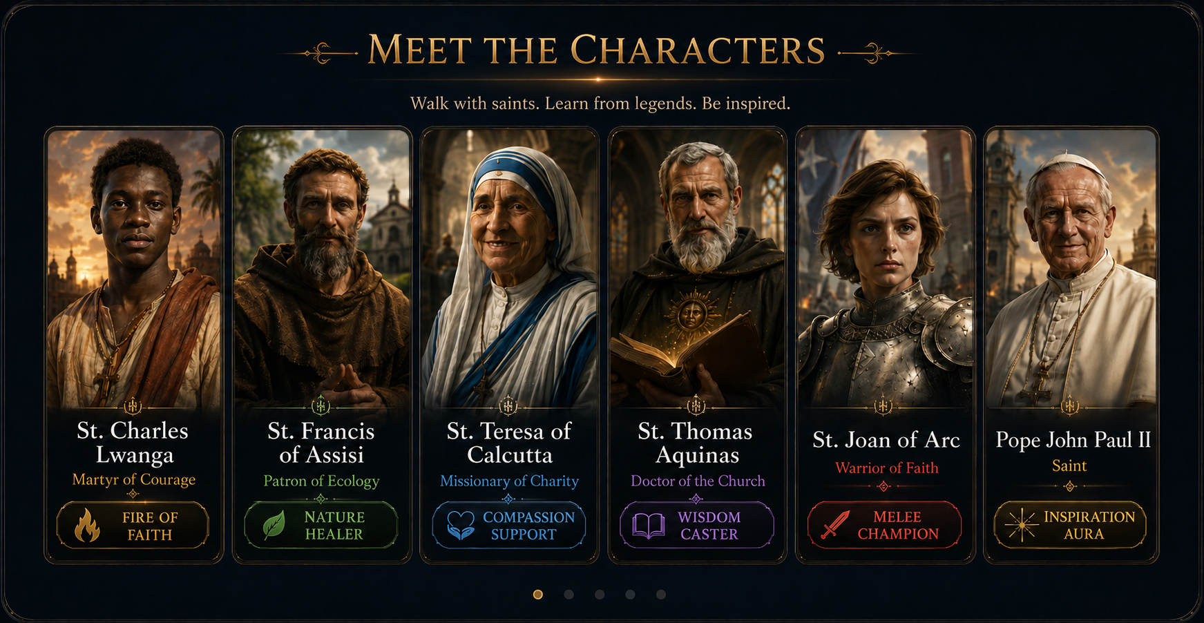 Meet the Characters — saints and legends of the Acutis Game